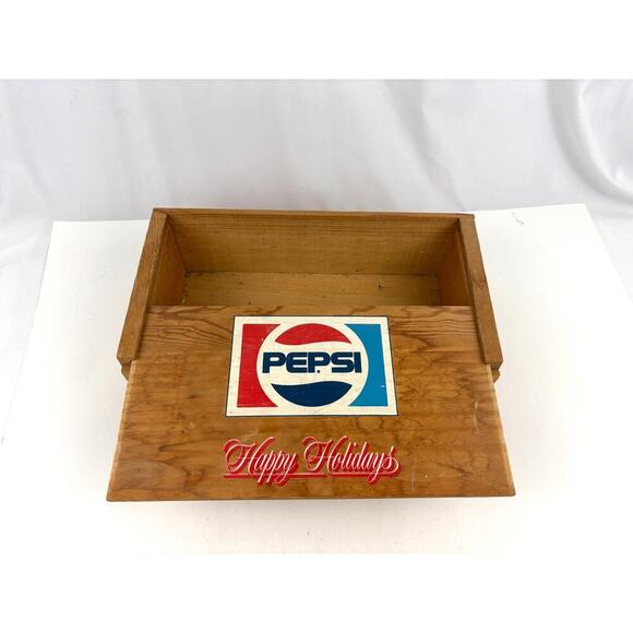 VTG Pepsi-Cola Crate Wooden Advertising Box Wood Lid Bottle Drink Sliding Lid - Picture 9 of 16